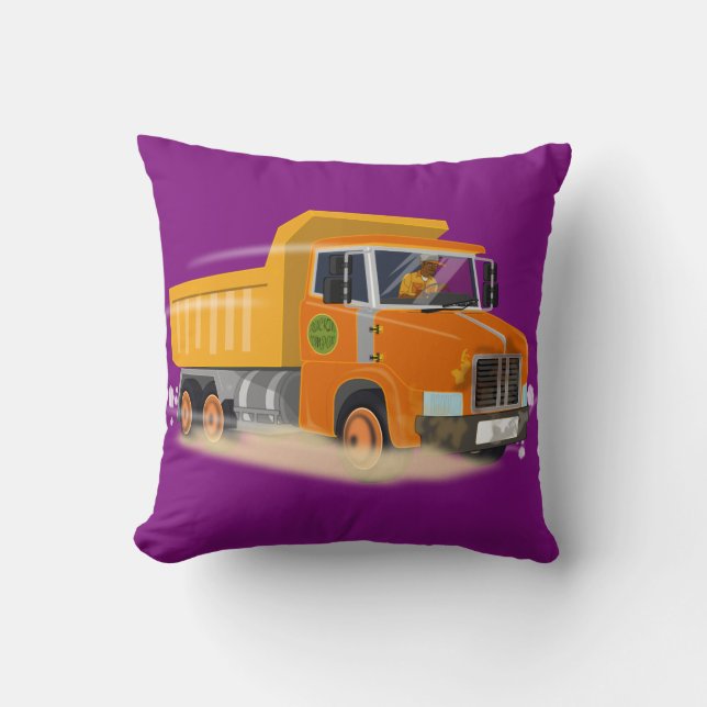 Yellow Dump Truck Cartoon for Kids Cushion (Front)