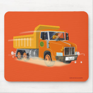 Yellow Dump Truck Cartoon for Kids Mouse Mat