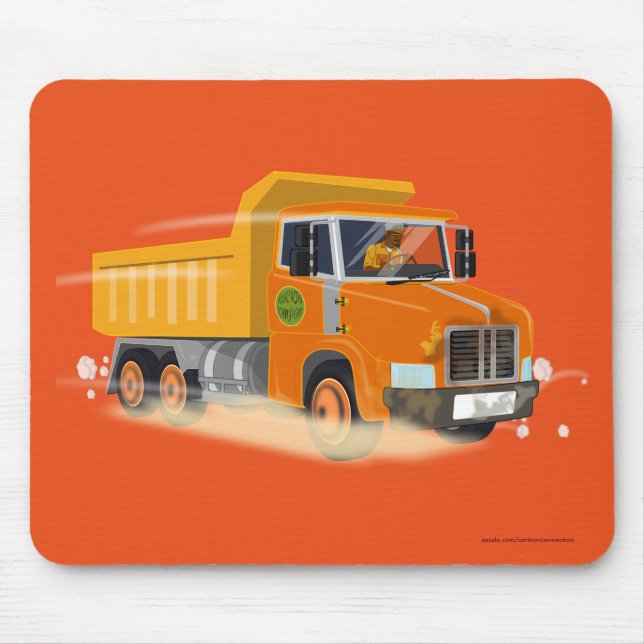 Yellow Dump Truck Cartoon for Kids Mouse Mat (Front)