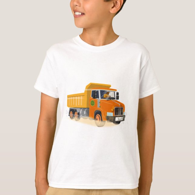 Yellow Dump Truck Cartoon for Kids T-Shirt (Front)