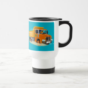 Yellow Dump Truck Cartoon for Kids Travel Mug