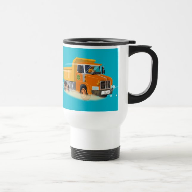 Yellow Dump Truck Cartoon for Kids Travel Mug (Right)