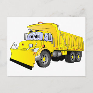 Yellow Dump Truck Cartoon Postcard