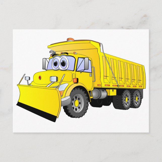 Yellow Dump Truck Cartoon Postcard (Front)