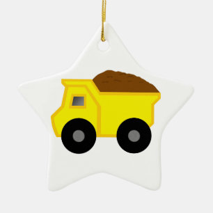 Yellow Dump Truck Ceramic Tree Decoration