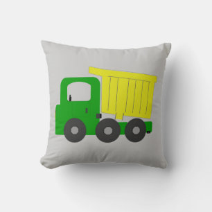 Yellow Dump Truck Grey Background Cushion