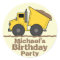 Yellow Dump Truck & Mud Birthday Party Sticker