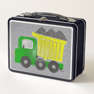 Yellow Dump Truck Trucks Work Vehicles Metal Lunch Box