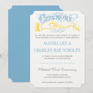 Yellow Dusk BLue Modern Vintage Typography Invite
