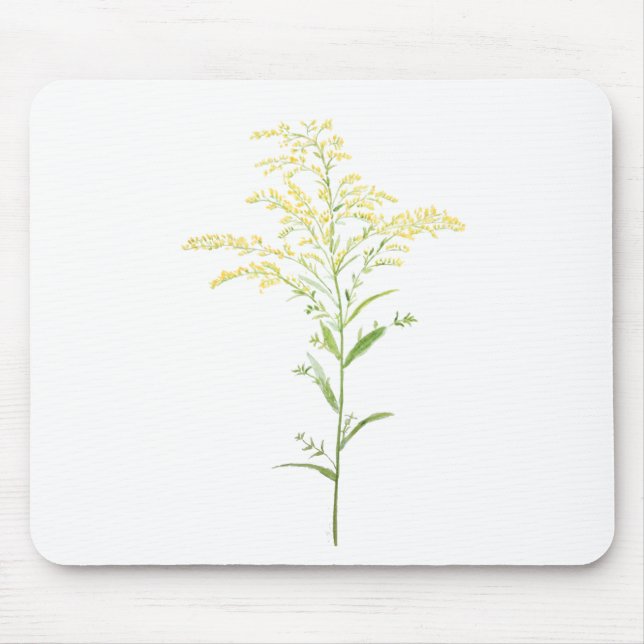 yellow early goldenrod watercolor painting mouse mat (Front)