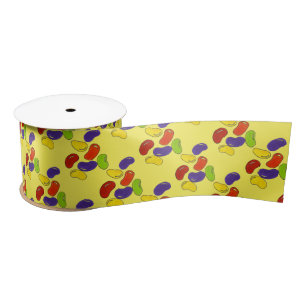 Yellow Easter Basket Candy Jelly Bean Candies Satin Ribbon