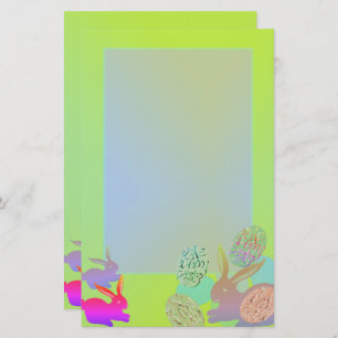 Yellow Easter Bunny Eggs Stationery