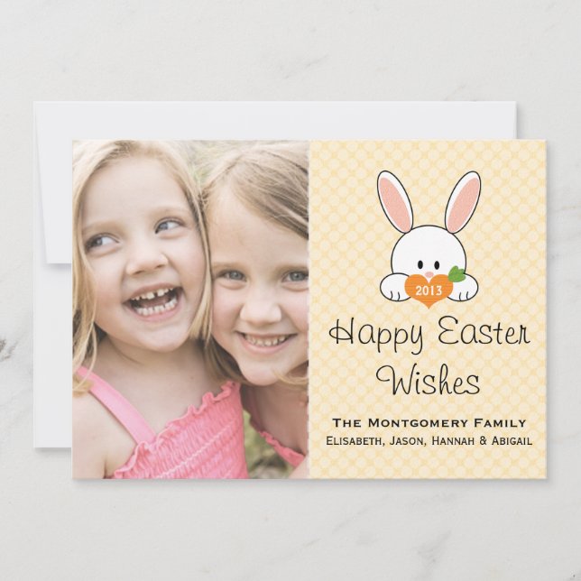 Yellow Easter Bunny Photo Card (Front)