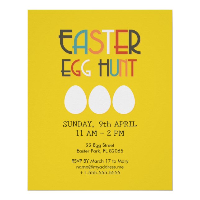 Yellow Easter Egg Hunt Poster (Front)