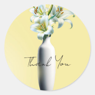 Yellow Easter Lilies Floral Vase Bridal Shower Classic Round Sticker