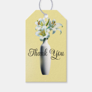 Yellow Easter Lilies Floral Vase Bridal Shower Gift Tags
