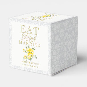Yellow Eat, Drink and Be Married Wedding Favour Box