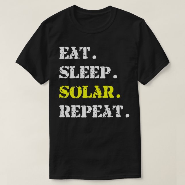 Yellow Eat Sleep Solar Repeat T-Shirt (Design Front)