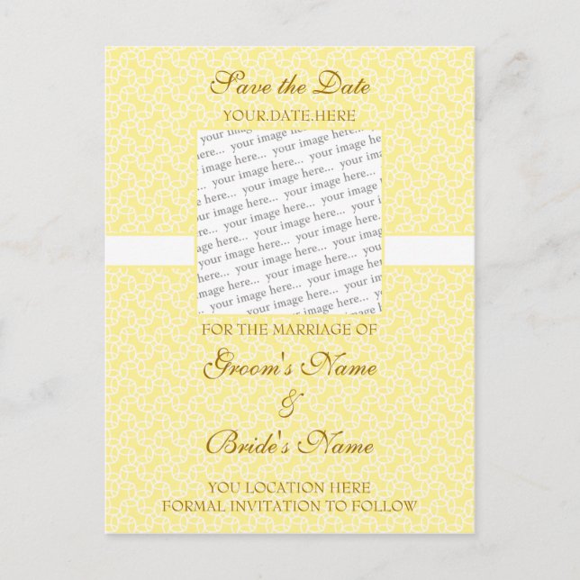 Yellow Eggshell Save the Date Postcard (Front)
