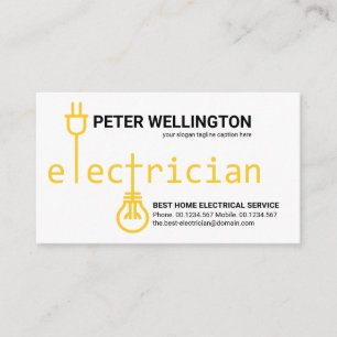 Yellow Electrician Bulb Power Plug Circuit  Business Card