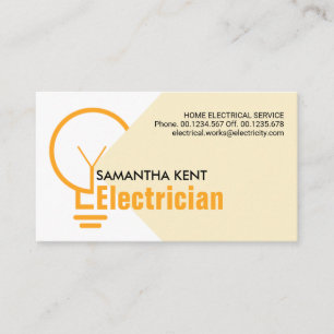 Yellow Electrician Bulb Shining Business Card