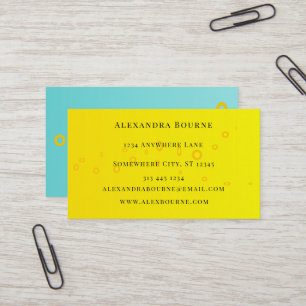Yellow Elegance & Blue Paint Splat Business Card