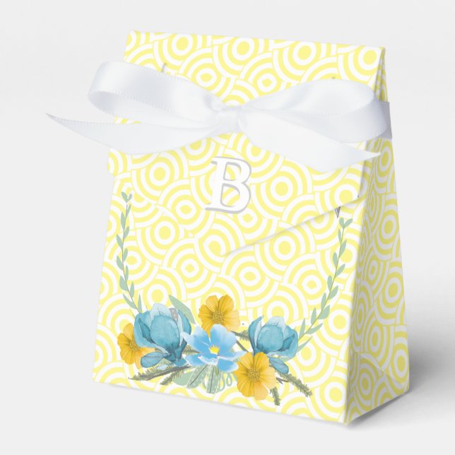 Yellow Elegance Wedding Photos Monogram Favour Box (Front Side)