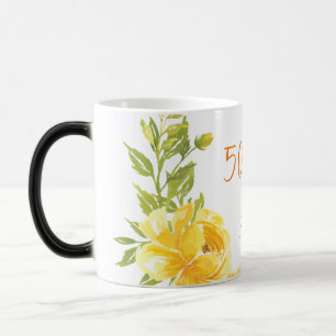 Yellow Elegant 50th Monogram Wedding Anniversary  Magic Mug