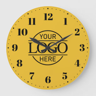 Yellow Elegant Branded Business Logo Promotional Large Clock