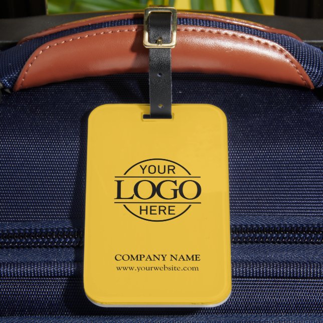 Yellow Elegant Business Logo Employee Travel Luggage Tag (Front Insitu 2)