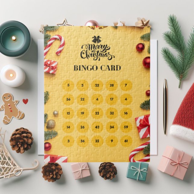 Yellow Elegant Christmas Bingo Jigsaw Puzzle (Creator Uploaded)