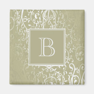 Yellow Elegant Flourish Monogram Magnet