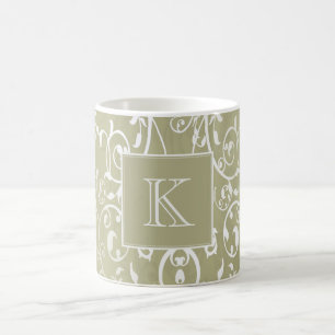 Yellow Elegant Flourish Monogram Mug