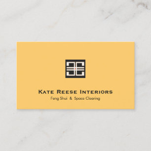 Yellow Elegant Geometric Logo Interior Design Business Card