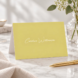 Yellow Elegant Handwriting Personalised Name Thank You Card