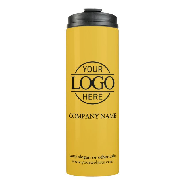 Yellow Elegant Promotional Company Business Logo Thermal Tumbler (Front)