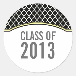 Yellow Elegant Quatrefoil Graduation Stickers