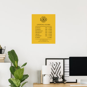 Yellow Elegant Simple Business Opening Hours Poster