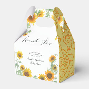 Yellow Elegant Sunflower Sunny Baby Shower Favour Box