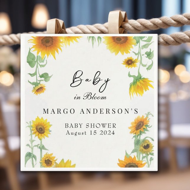 Yellow Elegant Sunflower Sunny Baby Shower Napkin (Creator Uploaded)