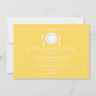 Yellow Elegant Wedding Rehearsal Dinner Invitation