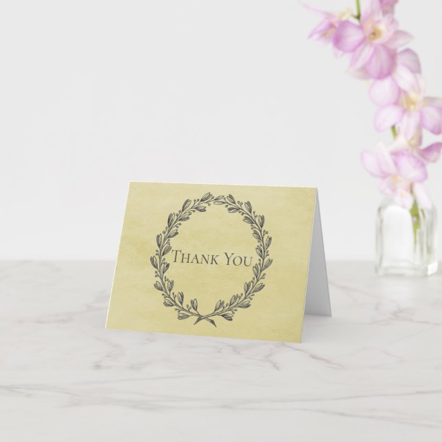 Yellow Elegant Wreath Thank You Card (Orchid)
