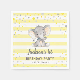 Yellow Elephant 1st Birthday Little Peanut Party Napkin