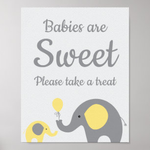 Yellow Elephant Babies are Sweet Take a Treat Sign