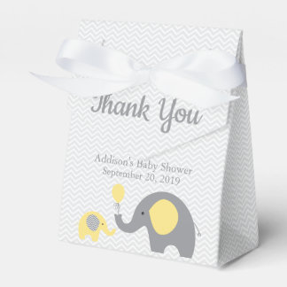 Yellow Elephant Baby Shower Favour Box Ribbon