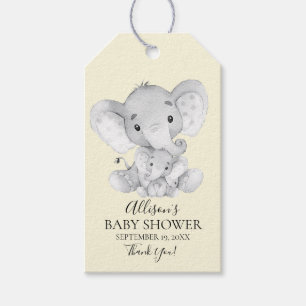 Yellow Elephant Baby Shower Favour Gift Tag