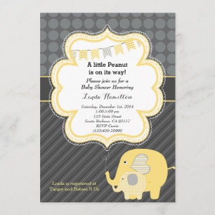 Yellow Elephant Baby Shower Invitation
