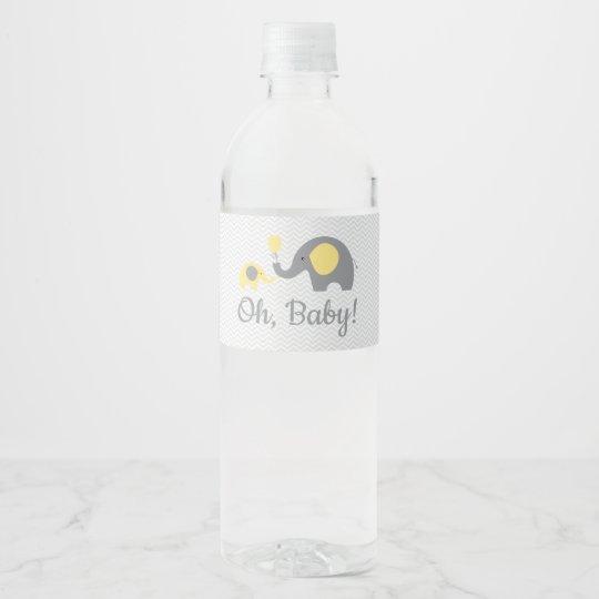 Yellow Elephant Baby Shower Water Bottle Labels Zazzle Co Uk