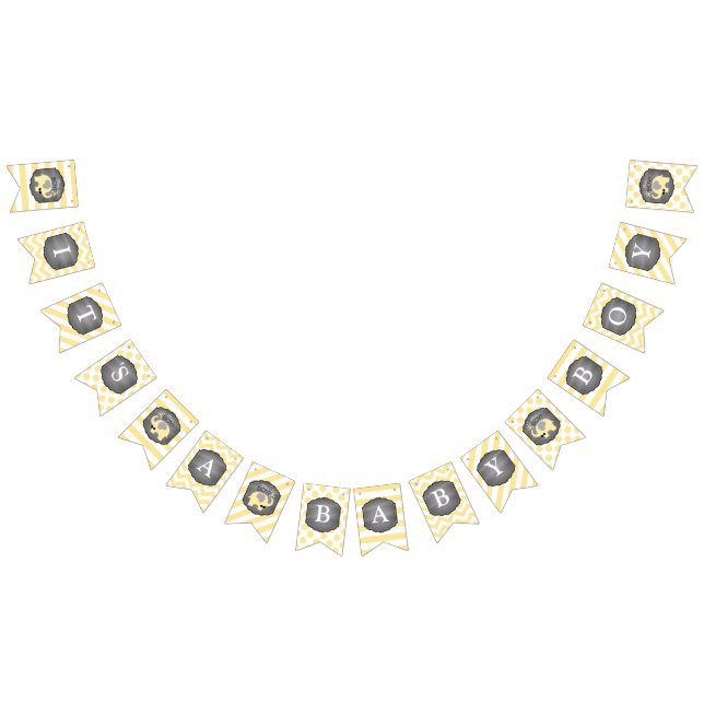 Yellow Elephant Bow-tie Baby Shower Bunting (All)