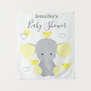 Yellow Elephant Boy Girl Baby Shower Backdrop Tapestry